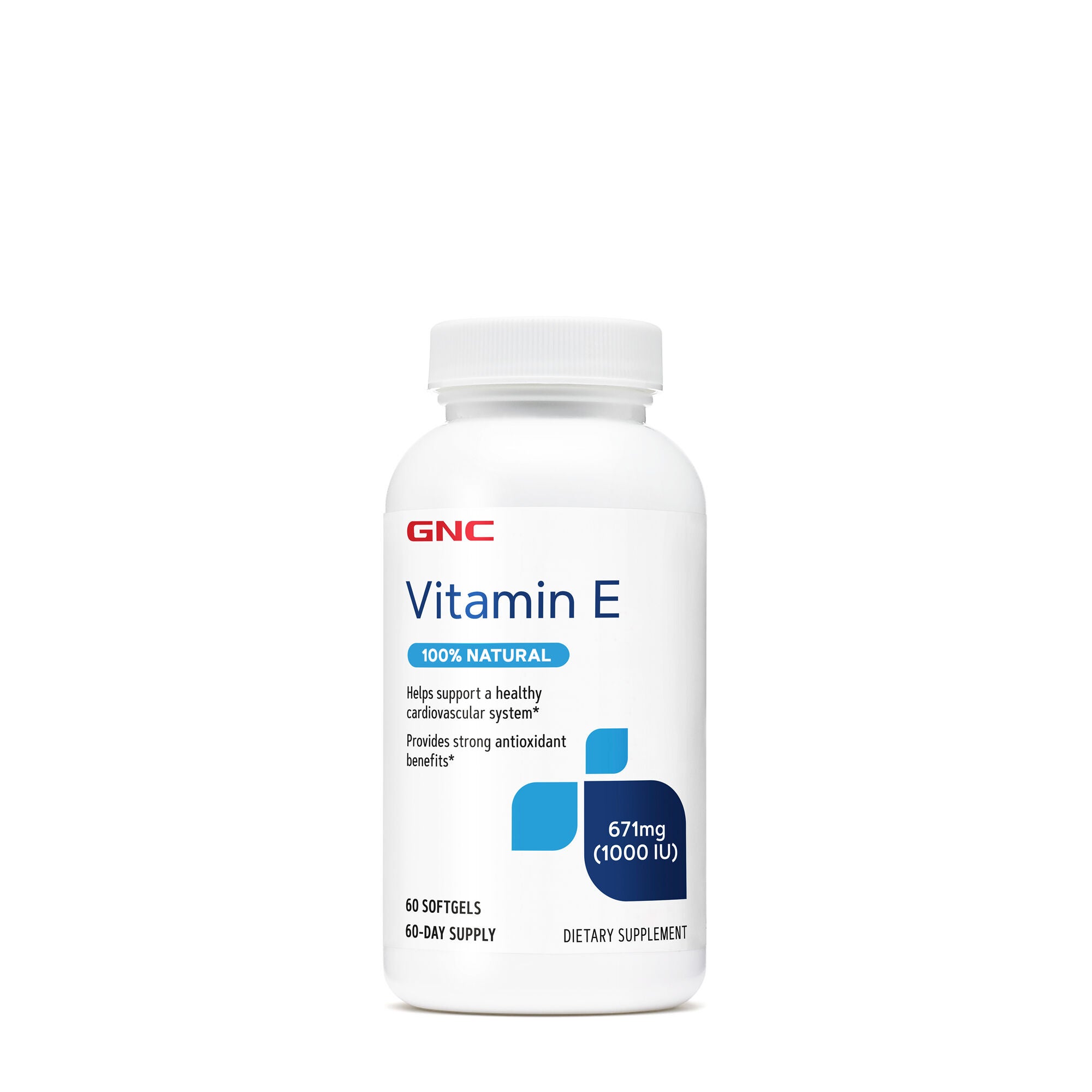 Vitamin E 100 Natural 1000IU 60 Softgels (60 Servings) GNC